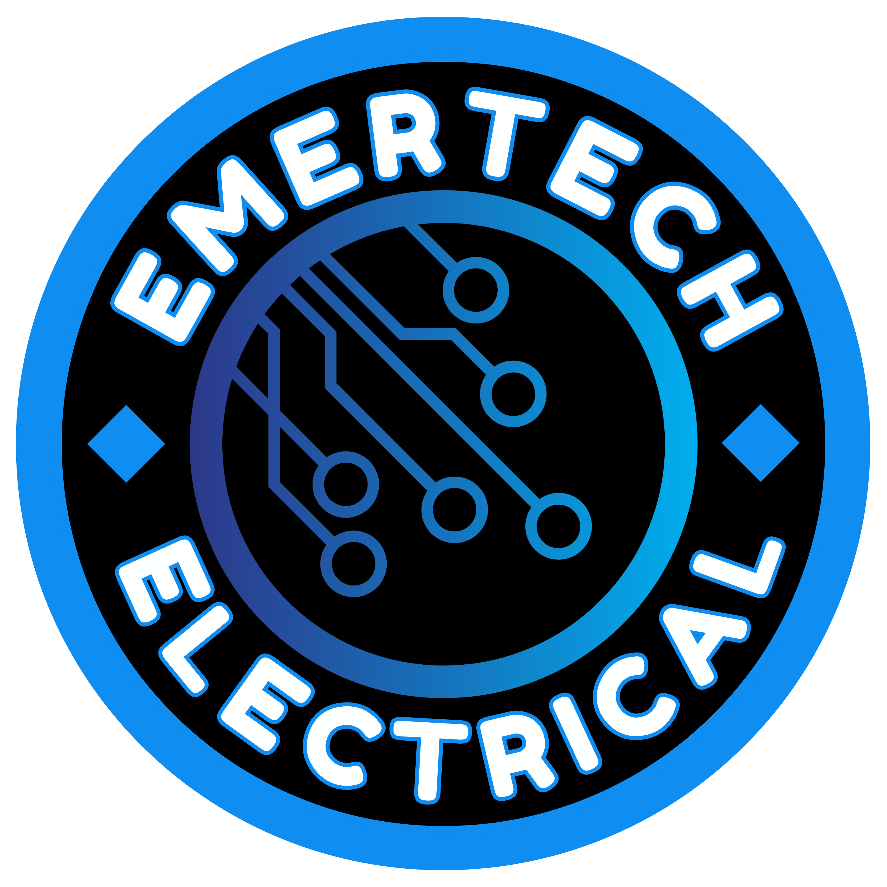 Emertech Electrical logo featuring modern, clean typography—symbolizing professionalism, innovation, and precision in electrical contracting.