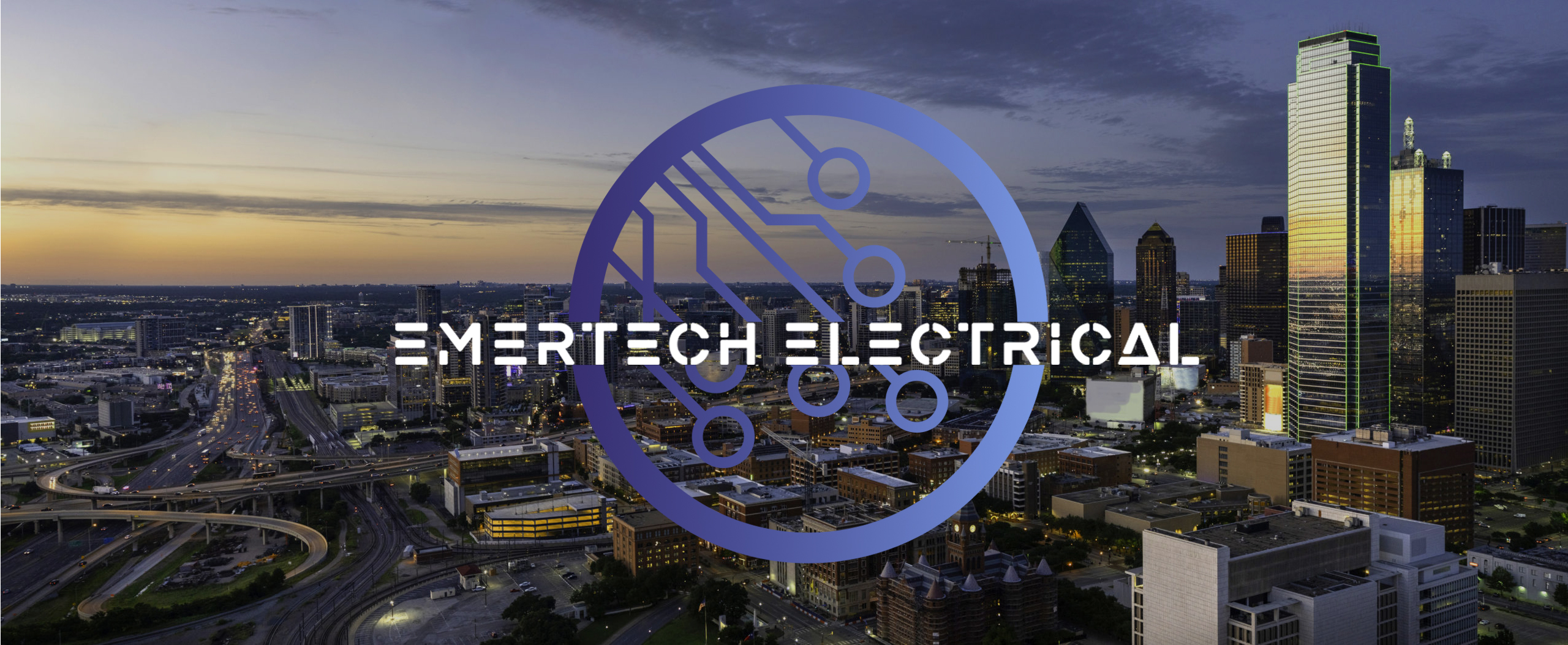 Dallas Texas evening skyline panorama