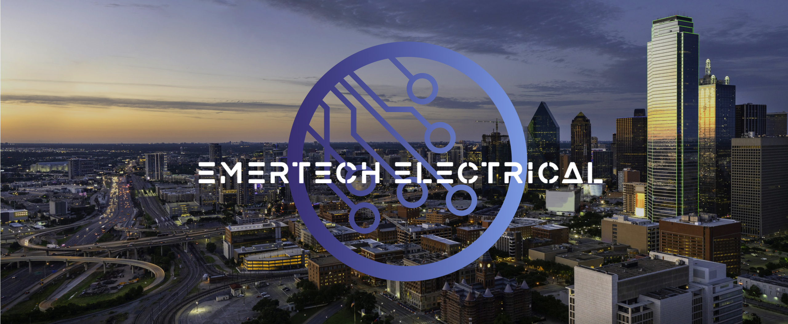 Dallas Texas evening skyline panorama